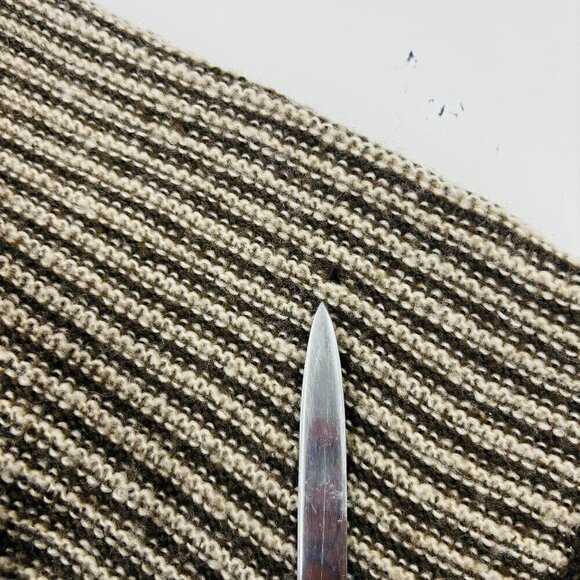 Pink Rose Acrylic Open Front Cardigan Size Medium  Brown Cream Striped Knit - Picture 6 of 8